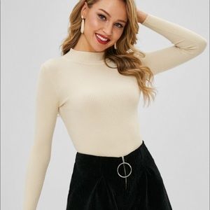 ribbed mock turtle neck